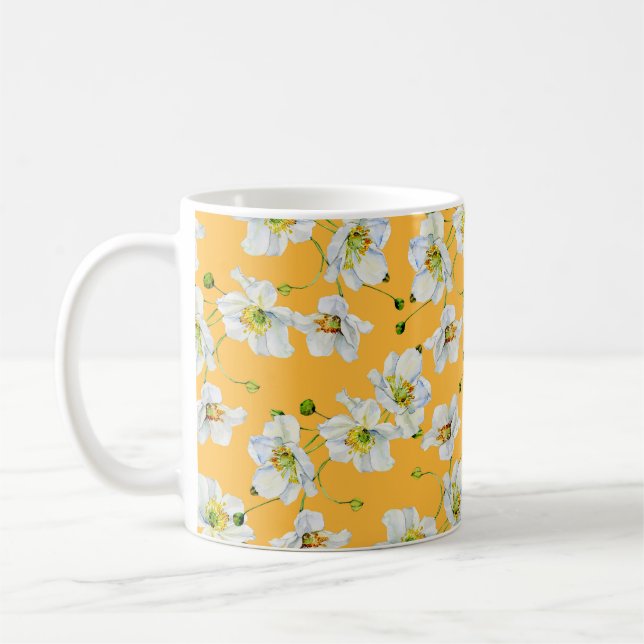Caneca De Café Padrão de ilustração das flores do Cosmos (Esquerda)