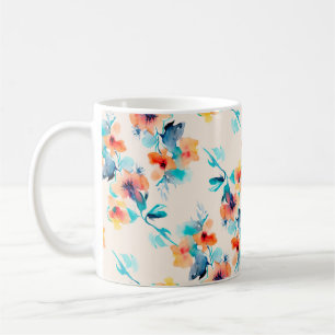Caneca De Café Padrão de ilustração de aquarela das flores do