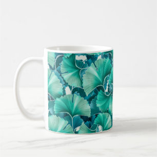 Caneca De Café Padrão de ilustração de biloba de ginkgo verde