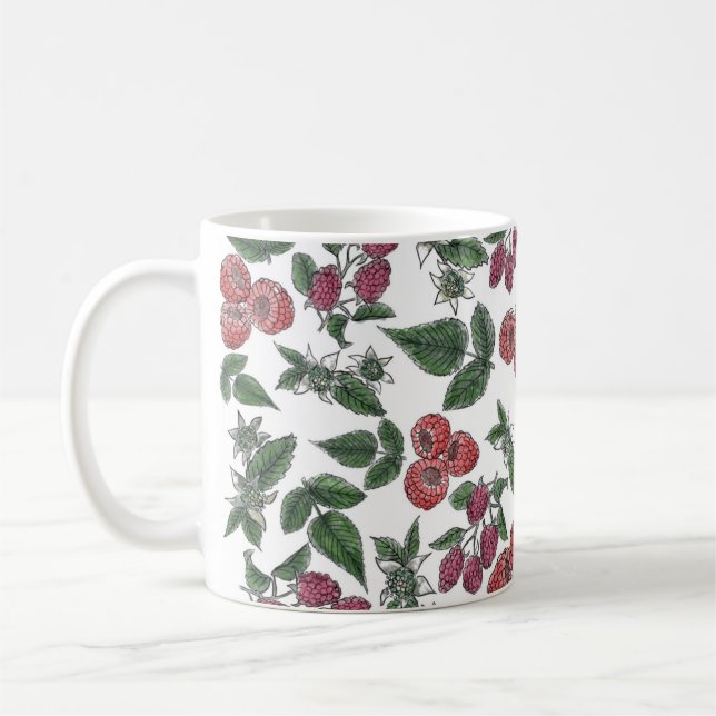 Caneca De Café Padrão de Ilustração de Fruta de framboesa (Esquerda)