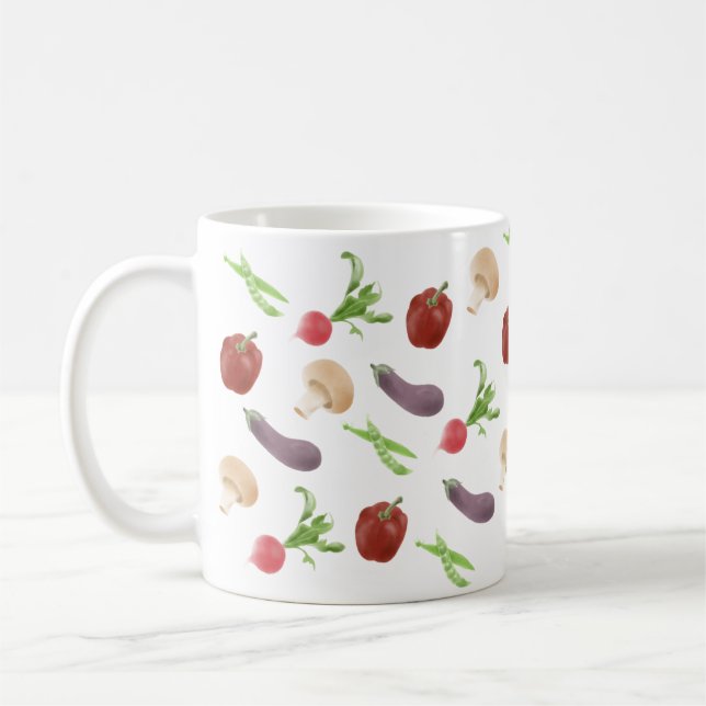 Caneca De Café Padrão de Ilustração Vegetal (Esquerda)