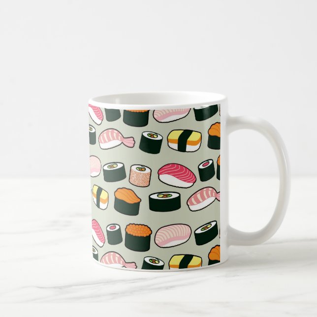 Caneca De Café Padrão de Ilustrações Diversas de Oishii Sushi (Ci (Direita)