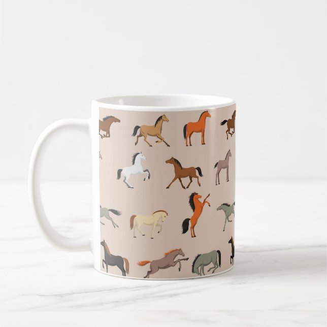 Caneca De Café Padrão de Impressão de Cavalo, Meninas e Crianças, (Esquerda)