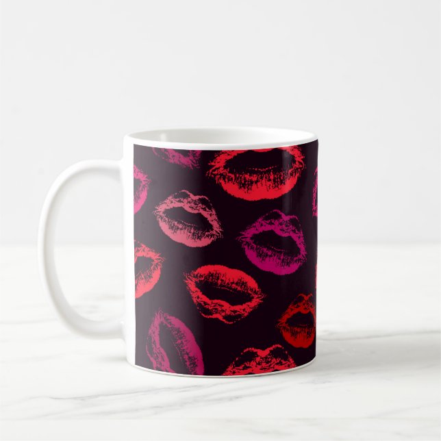 Caneca De Café Padrão de impressão de lábios de vermelho (Esquerda)