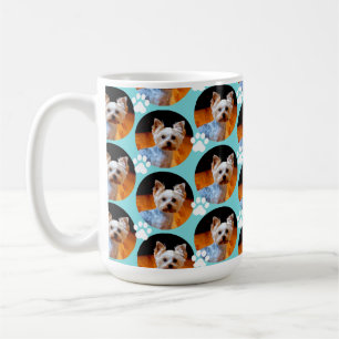 Caneca De Café Padrão de Impressão de Pet Foto Moderno Turquois