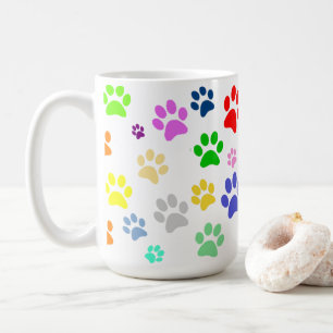 Caneca De Café Padrão De Impressão De Pet Paw Colorido Muito Boni