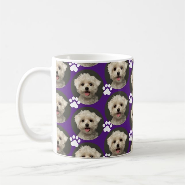 Caneca De Café Padrão de Impressão de Pet Photo Paw Pet Personali (Esquerda)