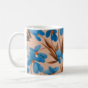 Caneca De Café Padrão de Impressão de Verão Floral de Aquarela