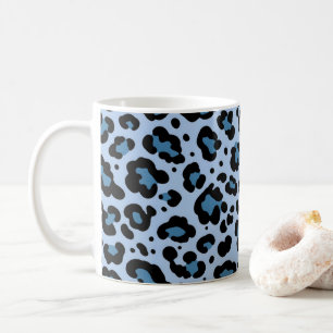 Caneca De Café Padrão de Impressão Leopardo Azul