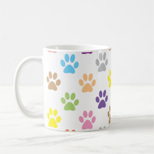 Caneca De Café Padrão de impressões de uma pata de filhotes color