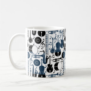 Caneca De Café Padrão de instrumentos musicais design 2 tons