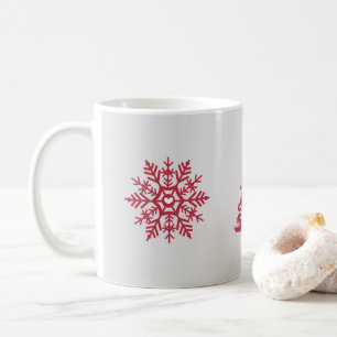 Caneca De Café Padrão de inverno Vermelho Snowflake Escandinavo