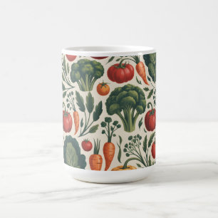 Caneca De Café Padrão de Jardim de Vegetais Botânicos Vintage