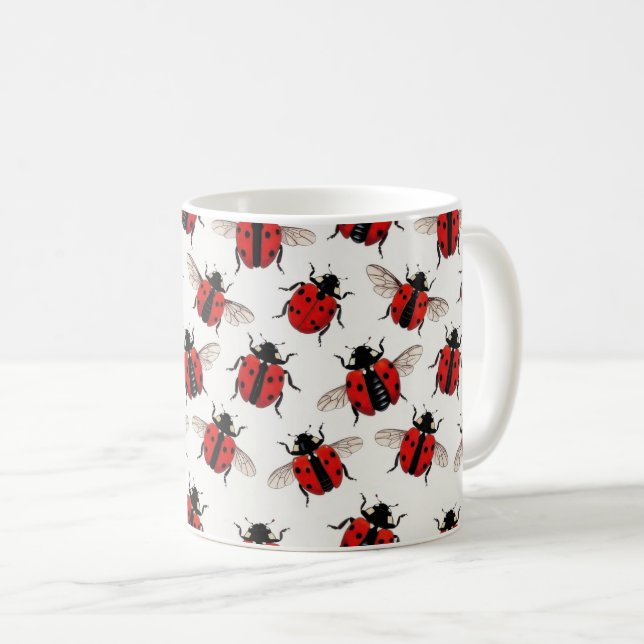 Caneca De Café Padrão de Joaninha (Frente Esquerda)