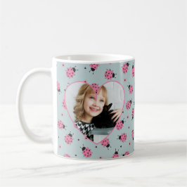 Caneca De Café Padrão de Joaninha Fofa com Foto e Nome Personaliz