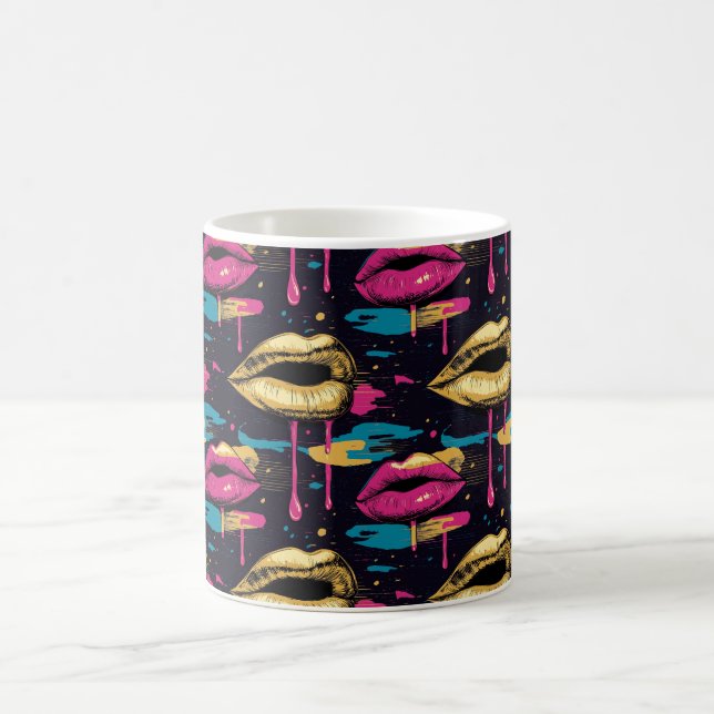 Caneca De Café Padrão de Lábios de Pop com Vibrantes (Centro)
