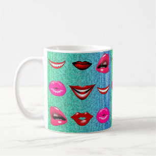 Caneca De Café Padrão de Lábios Legal de hip funky urbano