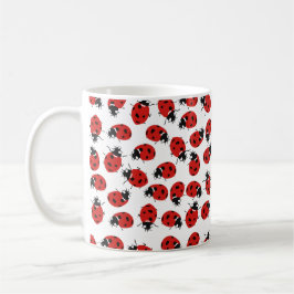 Caneca De Café Padrão de Ladybug Vermelho e Preto