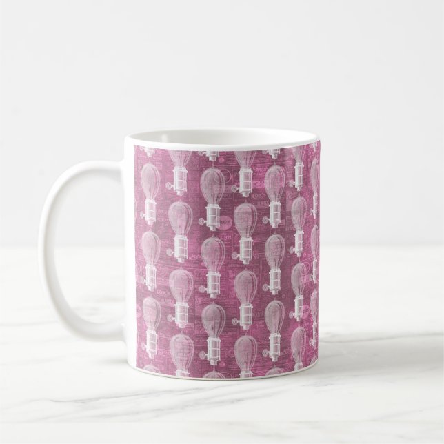 Caneca De Café Padrão de lâmpada-levedeira-cola-rosa-poeirinha (Esquerda)