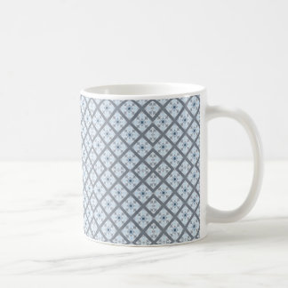 Caneca De Café Padrão de Latice Intriciado em Branco e Castanho