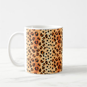 Caneca De Café Padrão de leopardo desenhado à mão. Peles exót