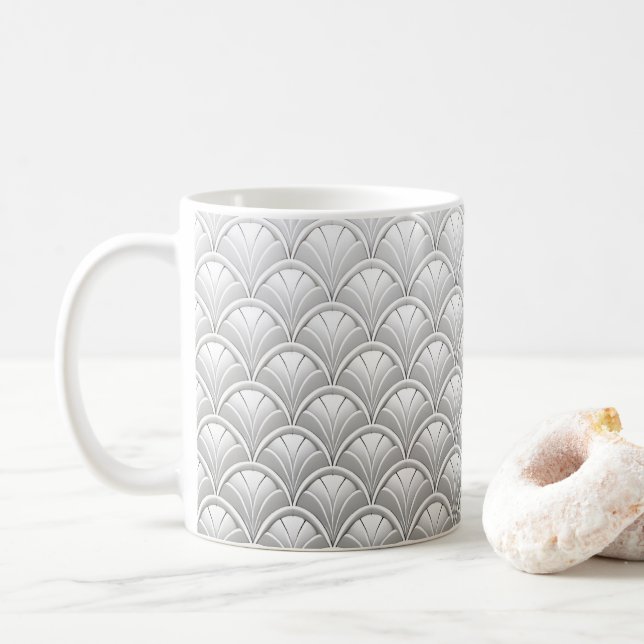 Caneca De Café padrão de leque Art Déco (Com Donut)