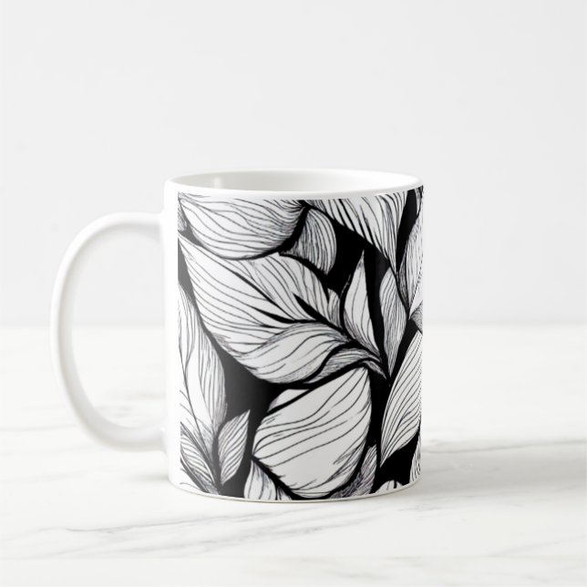 Caneca De Café Padrão de licença branca e preta (Esquerda)