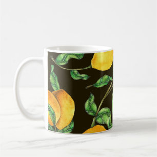 Caneca De Café Padrão De Limão De Aquarela Pintado À Mão
