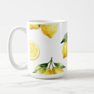 Caneca De Café Padrão de Limão em Aquarela