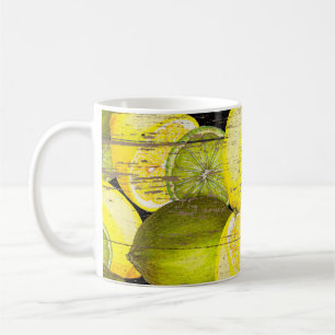 Caneca De Café Padrão de limão fresco desenhado à mão na text