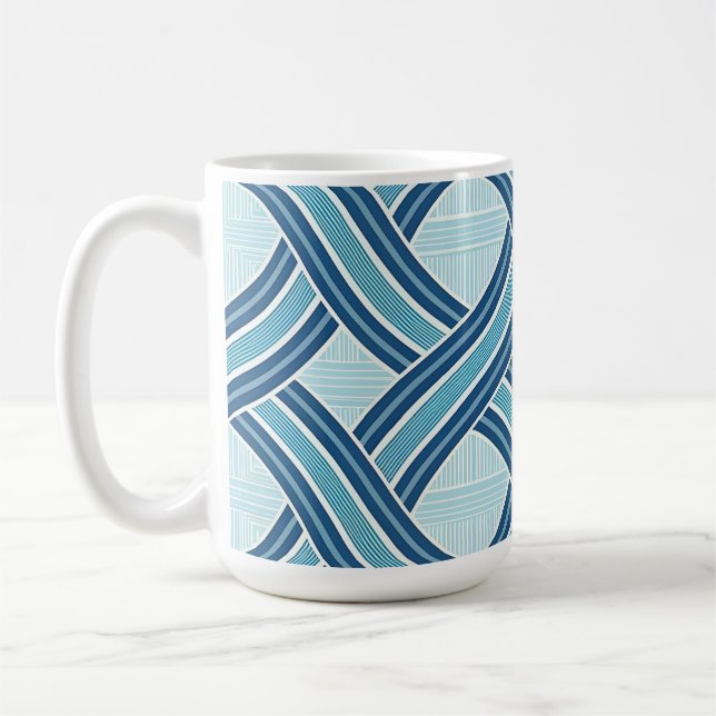 Caneca De Café Padrão de Linhas Azuis (Esquerda)