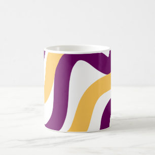 Caneca De Café Padrão de linhas onduladas curvas vermelhas castan