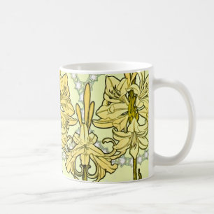 Caneca De Café Padrão de Lírio Art Nouveau de Alphonse Mucha Anti