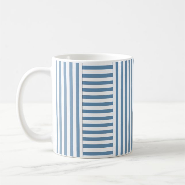 Caneca De Café padrão de listra branca azul (Esquerda)