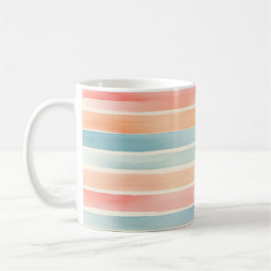 Caneca De Café Padrão de Listra Colorido Aquarela Brilhante