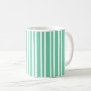 Caneca De Café Padrão de Listras Brancas Aquamarine
