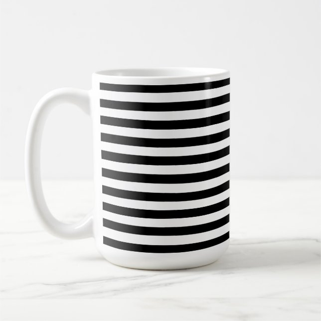 Caneca De Café Padrão de listras brancas e pretas do luxo moderno (Esquerda)