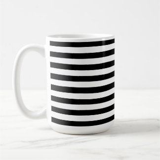 Caneca De Café Padrão de listras brancas e pretas do luxo moderno