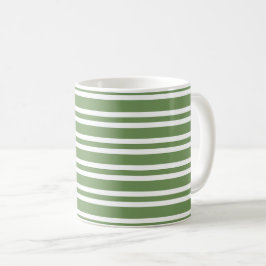 Caneca De Café Padrão de Listras Brancas Verdes