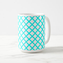 Caneca De Café Padrão de Listras de Diamante Arlequim Branco Turq