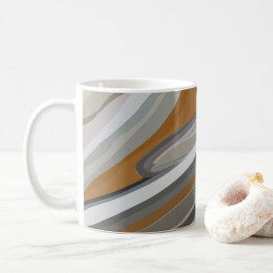 Caneca De Café Padrão de Listras de Pedra de Mármore Cinza Dourad