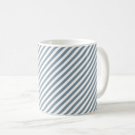 Caneca De Café Padrão de listras diagonais azuis e brancas