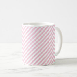 Caneca De Café Padrão de listras diagonais brancas e rosas