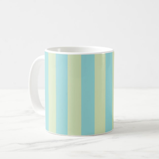 Caneca De Café Padrão de Listras em Pastel Suave – Creme de Lima  (Frente Esquerda)