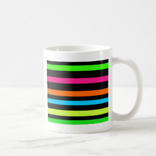 Caneca De Café Padrão de Listras Neon