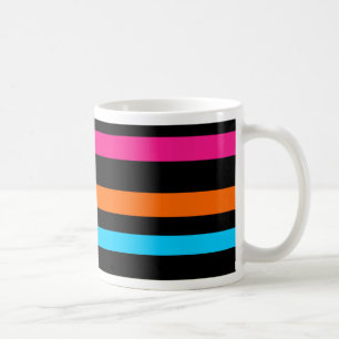Caneca De Café Padrão de Listras Neon