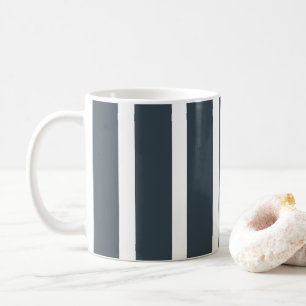 Caneca De Café Padrão de Listras Verticais Brancas Azul Marinho