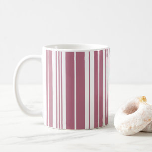 Caneca De Café Padrão de Listras Verticais Rosa e Branco