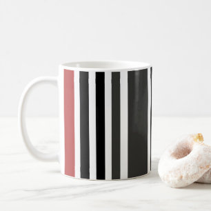 Caneca De Café Padrão de Listras Verticais Vermelho Preto Cinza