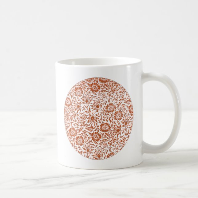 Caneca De Café Padrão de Malva de William Morris: Floral Terracot (Direita)